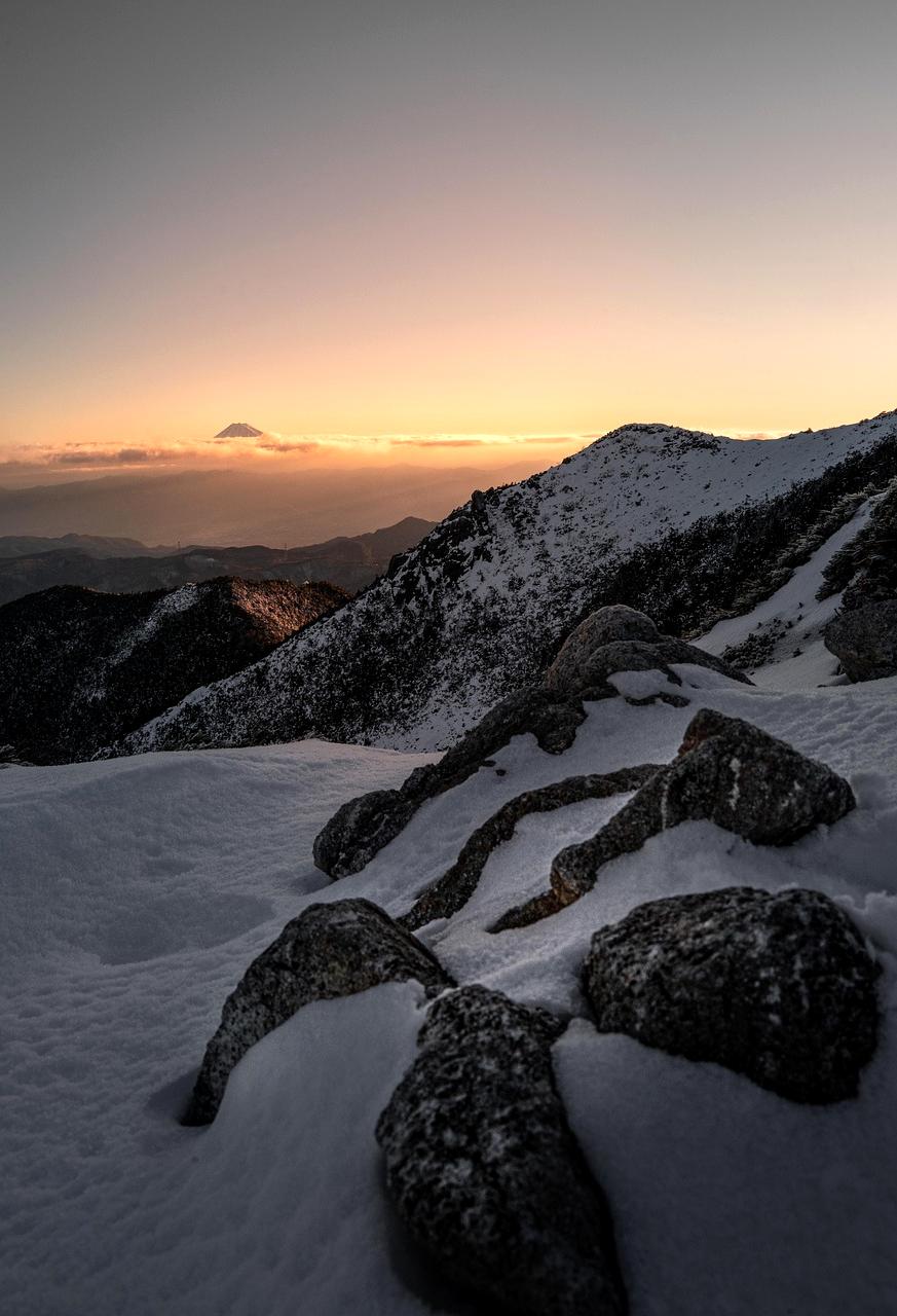 Snowy mountain resort in winter